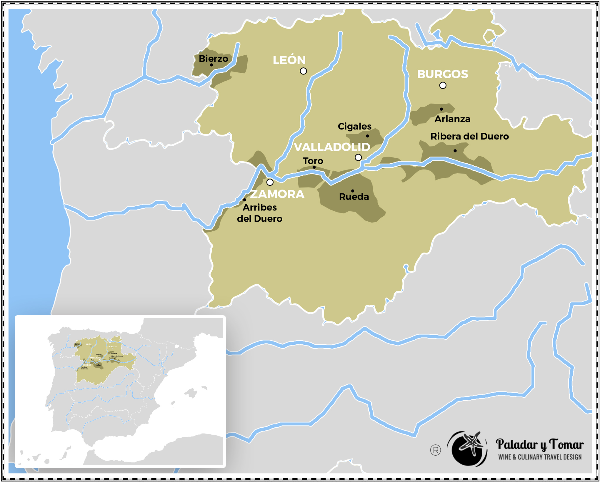 Map of the DO Ribera del Duero | ®Paladar y Tomar